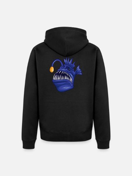 Poisson pêcheur effrayant - Veste à capuche bio Premium Unisexe - noir