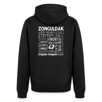Zonguldak 67 Türkiye - Unisex Premium Bio Zip Hoodie - Schwarz - Hinten - Nico (187cm)