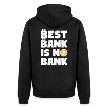 BEST BANK IS NO BANK Cryptomonnaies Devise - Veste à capuche bio Premium Unisexe - noir - Dos - Nico (187cm)
