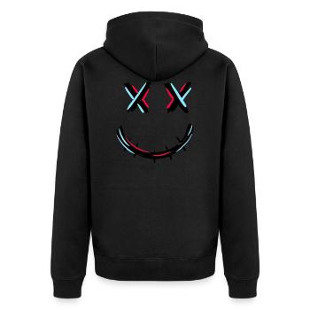 Reißverschluss Mund - Unisex Premium Bio Zip Hoodie - Schwarz - Hinten - Nico (187cm)