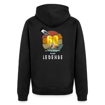 Geschenk Geburtstag 60 Kindergarten Legende lustig - Unisex Premium Bio Zip Hoodie - Schwarz - Hinten - Nico (187cm)