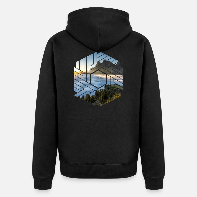 Dolomiten Berglandschaft Grafikdesign - Unisex Premium Bio Zip Hoodie - Schwarz