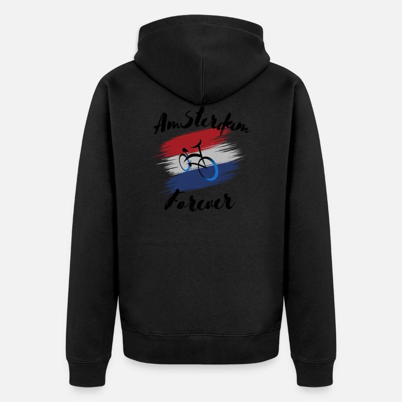 Amsterdam Forever - Unisex Premium Bio Zip Hoodie - Schwarz