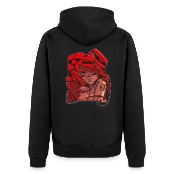 JADE - Unisex Premium Bio Zip Hoodie - Schwarz - Hinten - Nico (187cm)