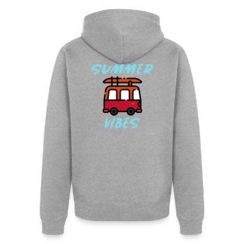 Summer vibes | Summer is here, Summer beach - Unisex Premium Organic Zip Hoodie - heather grey - Back - Nico (187cm)