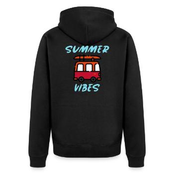 Sommerstimmung | Sommer ist da, Sommerstrand - Unisex Premium Bio Zip Hoodie - Schwarz - Hinten - Nico (187cm)