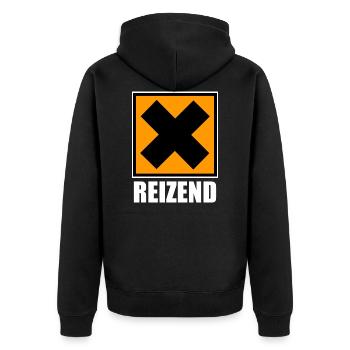 Reizend / Chemie / Gafahrensymbol - Unisex Premium Bio Zip Hoodie - Schwarz - Hinten - Nico (187cm)