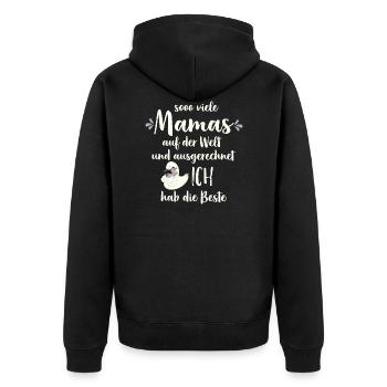 So viele Mamas auf der Welt Muttertag Geschenk - Unisex Premium Bio Zip Hoodie - Schwarz - Hinten - Nico (187cm)