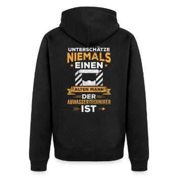 Fachkraft Abwassertechnik Kläranlage Abwasser - Unisex Premium Bio Zip Hoodie - Schwarz - Hinten - Nico (187cm)