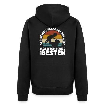 So viele Papas auf der Welt Vatertag Geschenk - Unisex Premium Bio Zip Hoodie - Schwarz - Hinten - Nico (187cm)