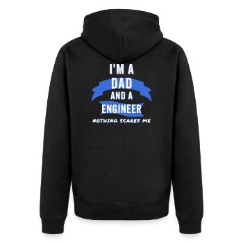 Im a Dad and a Engineer, Nothing scares me - Unisex Premium Bio Zip Hoodie - Schwarz - Hinten - Nico (187cm)