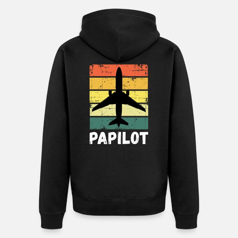 Pilot Dad Father Papilot - Unisex Premium Organic Zip Hoodie - black