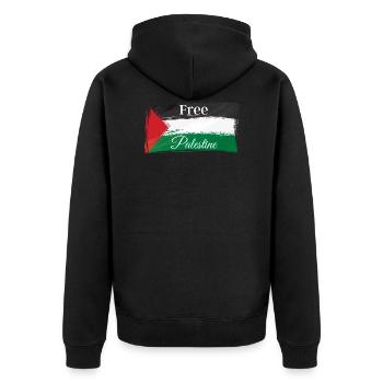 Free Palestine Palestine Peace Freedom - Unisex Premium Organic Zip Hoodie - black - Back - Nico (187cm)