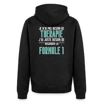 T shirt grand prix je n'ai pas besoin de thérapie - Veste à capuche bio Premium Unisexe - noir - Dos - Nico (187cm)