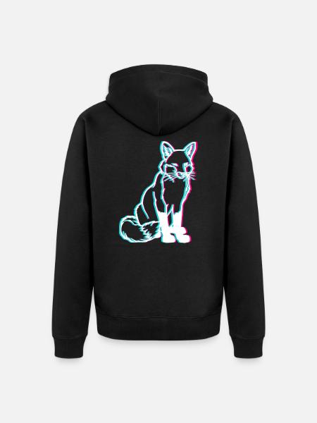 Fox 3D forest animals - Unisex Premium Organic Zip Hoodie - black