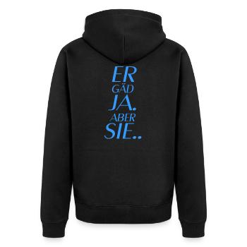 lustiger Spruch für Bayern Bavaria - Unisex Premium Bio Zip Hoodie - Schwarz - Hinten - Nico (187cm)