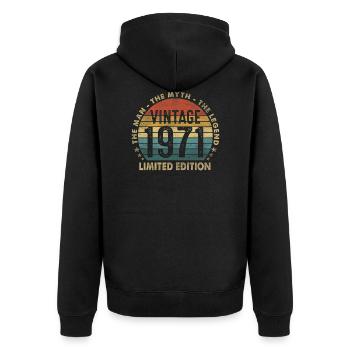 Vintage 1971 Gift - Unisex Premium Organic Zip Hoodie - black - Back - Nico (187cm)