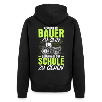 Landwirt Bauer Trecker Traktor Kinder Geschenk - Unisex Premium Bio Zip Hoodie - Schwarz - Hinten - Nico (187cm)