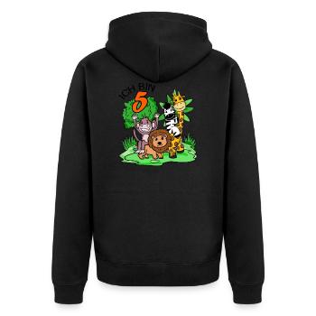 Ich bin 5 - 5. Geburtstag - Niedliche Tiere - Unisex Premium Bio Zip Hoodie - Schwarz - Hinten - Nico (187cm)
