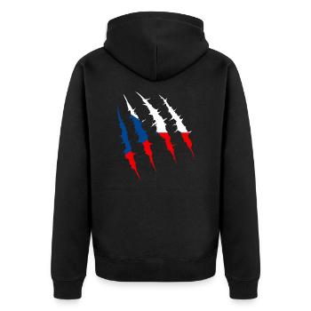 Tschechien Flagge Krallenspur Länder Fahne Team Fa - Unisex Premium Bio Zip Hoodie - Schwarz - Hinten - Nico (187cm)