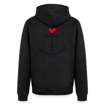 Anker - Unisex Premium Bio Zip Hoodie - Schwarz - Hinten - Nico (187cm)