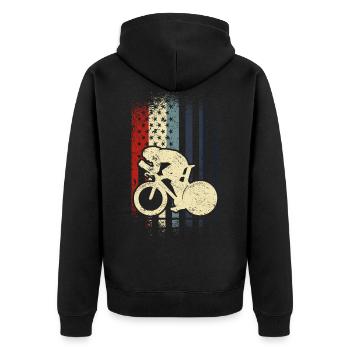 Track Cycling Cycling Race Track - Unisex Premium Organic Zip Hoodie - black - Back - Nico (187cm)