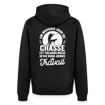 Mauvais Jour De Chasse Mieux Qu'un Jour De Travail - Veste à capuche bio Premium Unisexe - noir - Dos - Nico (187cm)