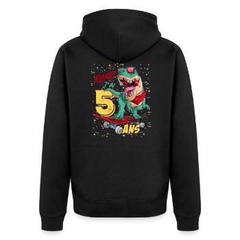 Roar J'ai 5 ans Cadeau D'anniversaire T Rex - Veste à capuche bio Premium Unisexe - noir - Dos - Nico (187cm)