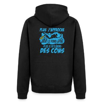 Plus J'approche Le Fond Humour Plongée Sous Marine - Veste à capuche bio Premium Unisexe - noir - Dos - Nico (187cm)