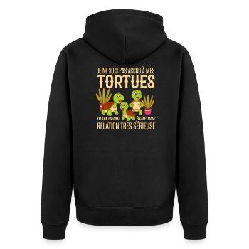 Accro À Mes Tortues Cadeau Tortue Humour - Veste à capuche bio Premium Unisexe - noir - Dos - Nico (187cm)