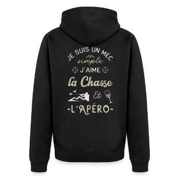 Chasse Apero Chasseur Humour Chassé Chasser Fête - Veste à capuche bio Premium Unisexe - noir - Dos - Nico (187cm)