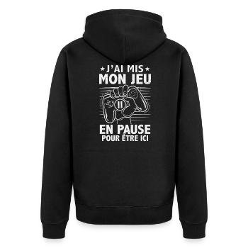 Ado Geek Humour Jeux Vidéo J'ai Mis Mon Jeu En - Veste à capuche bio Premium Unisexe - noir - Dos - Nico (187cm)
