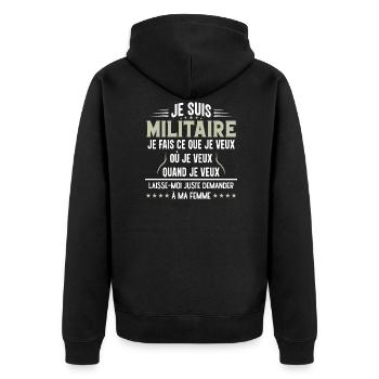 Militaire En Couple Idée Cadeau Pour Mon Mari - Veste à capuche bio Premium Unisexe - noir - Dos - Nico (187cm)