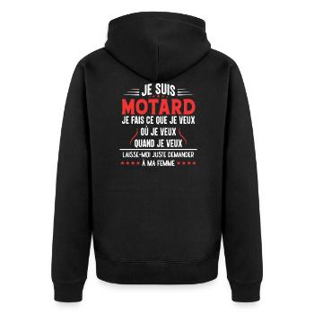 Motard En Couple Idée Cadeau Pour Mon Mari Humour - Veste à capuche bio Premium Unisexe - noir - Dos - Nico (187cm)