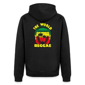 Le monde a besoin de plus de reggae. Musique Rasta Reggae - Veste à capuche bio Premium Unisexe - noir - Dos - Nico (187cm)