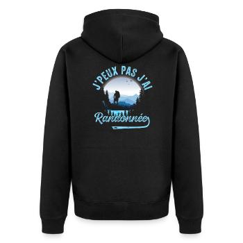 J'Peux Pas J'ai Randonnée Humour Rando Montagne - Veste à capuche bio Premium Unisexe - noir - Dos - Nico (187cm)