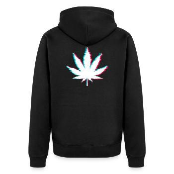 Aesthetic Vaporwave Marijuana leaf with Glitch - Unisex Premium Organic Zip Hoodie - black - Back - Nico (187cm)