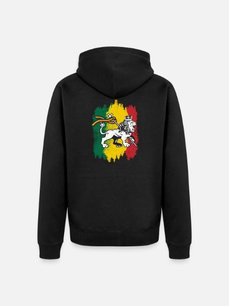 Rastafarian Reggae Flag with Rasta Lion Of Judah - Unisex Premium Organic Zip Hoodie - black