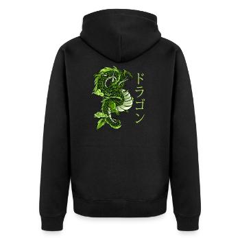 Dragon chinois traditionnel. Grunge esthétique - Veste à capuche bio Premium Unisexe - noir - Dos - Nico (187cm)