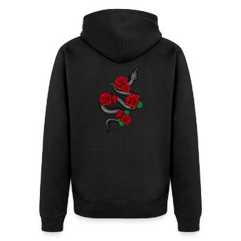 Aesthetic Soft Grunge Snake With Red Roses graphic - Unisex Premium Organic Zip Hoodie - black - Back - Nico (187cm)