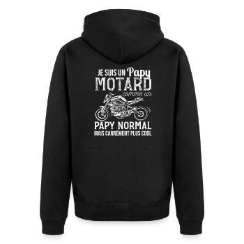 Papy Motard Humour Idée Cadeau Grand Père Biker - Veste à capuche bio Premium Unisexe - noir - Dos - Nico (187cm)