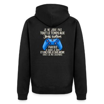 Accro Aux Jeux Vidéo Idée Cadeau Pour Ado Gamer - Veste à capuche bio Premium Unisexe - noir - Dos - Nico (187cm)