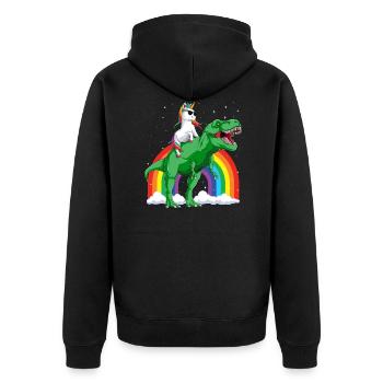 Licorne T Rex Cadeau Dinosaure Garçon Fille - Veste à capuche bio Premium Unisexe - noir - Dos - Nico (187cm)