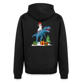 Unicorn T Rex Christmas Gift Dinosaur Boy Girl - Unisex Premium Organic Zip Hoodie - black - Back - Nico (187cm)