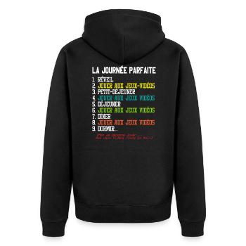 Cadeau Geek Gamer Ado La Journée Parfaite Humour - Veste à capuche bio Premium Unisexe - noir - Dos - Nico (187cm)