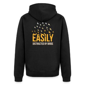 Bird Lover I Bird Watching I Easily Distracted by - Unisex Premium Bio Zip Hoodie - Schwarz - Hinten - Nico (187cm)