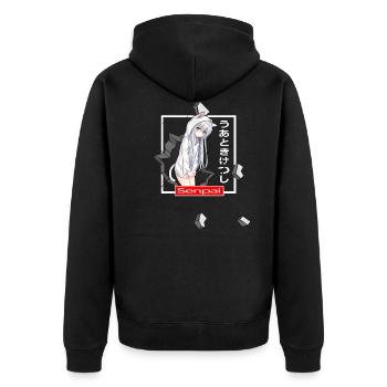anime gamer sad girl japan bad senpai egirl manga - Unisex Premium Organic Zip Hoodie - black - Back - Nico (187cm)