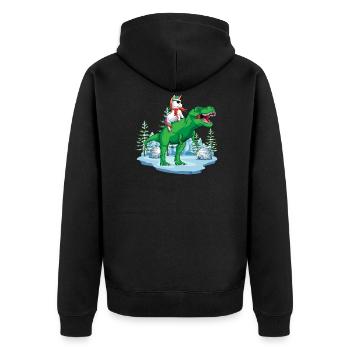 Unicorn T Rex Christmas Gift Dinosaur Boy Girl - Unisex Premium Organic Zip Hoodie - black - Back - Nico (187cm)