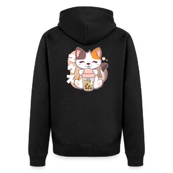 Chat Boba Bubble Tea Kawaii Anime Neko - Veste à capuche bio Premium Unisexe - noir - Dos - Nico (187cm)