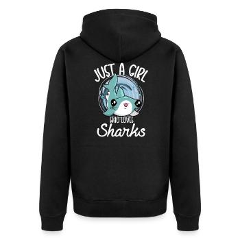 Juste Une Fille Qui Aime Les Requins - Veste à capuche bio Premium Unisexe - noir - Dos - Nico (187cm)